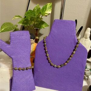 Elegant  Unakite Necklace and Bracelet Set